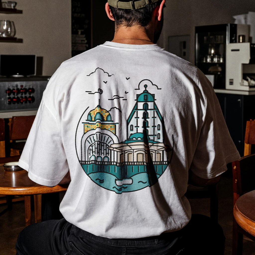 Impression textile Thiers et Riom. Exemple de t-shirt sur la ville de Vichy.